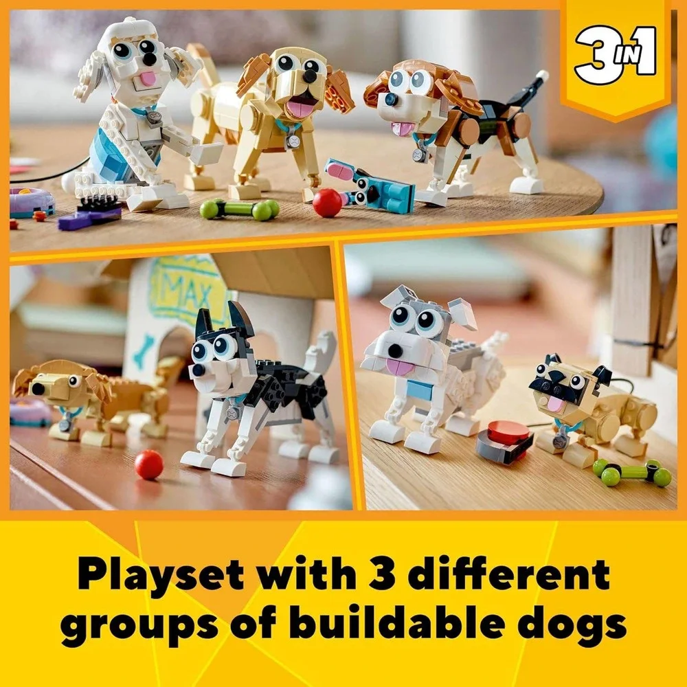 LEGO Creator 3 in 1 Adorable Dogs Building Toy Set 31137, for Dog Lovers,